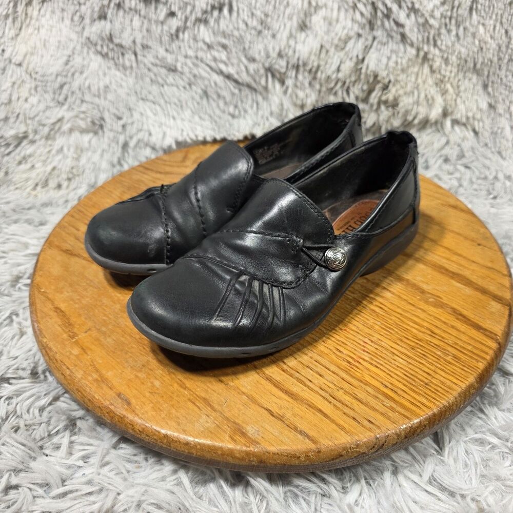 Cobb Hill by NB Slip On Shoes Womens Sz 6 Black Stitched Leather Arch Support